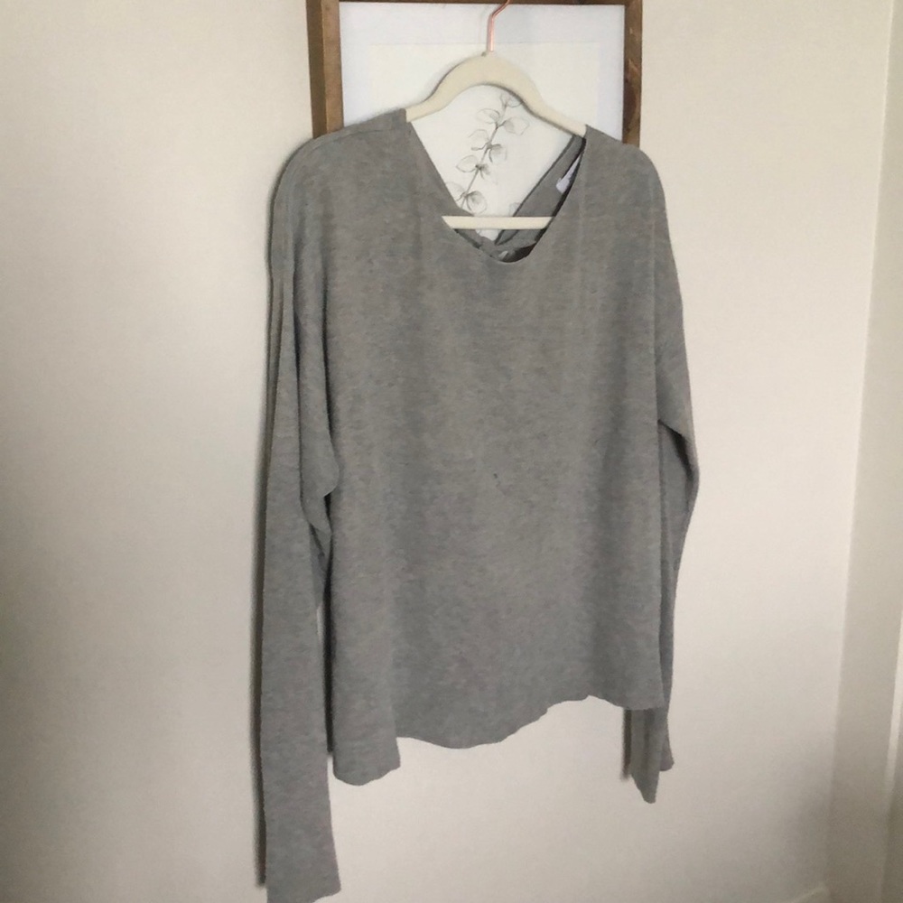 Grey tie back sweater